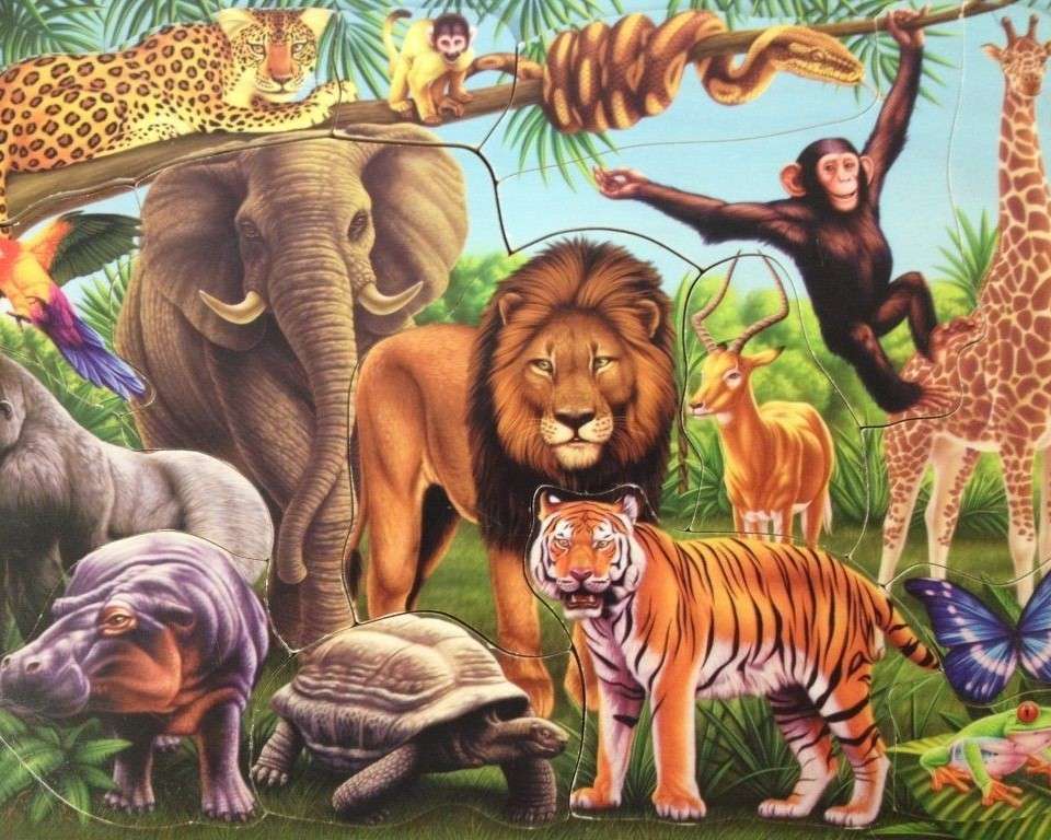 džungle zvířata online puzzle