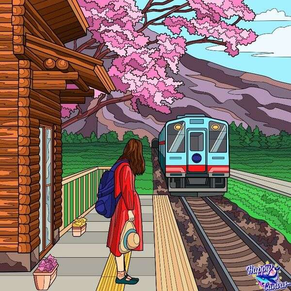 Κορίτσι που περιμένει το τρένο παζλ online