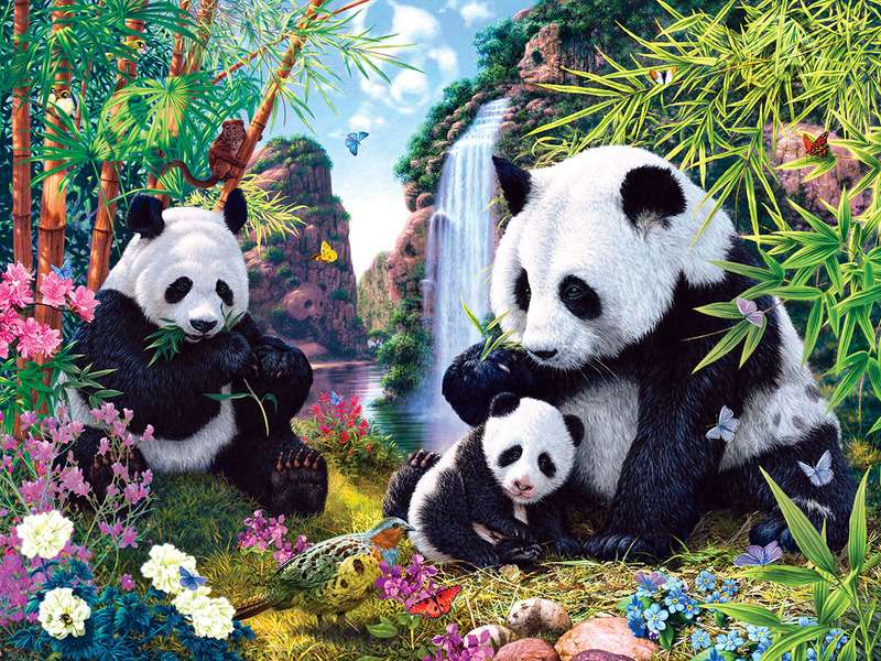Pandabärenfamilie Puzzlespiel online