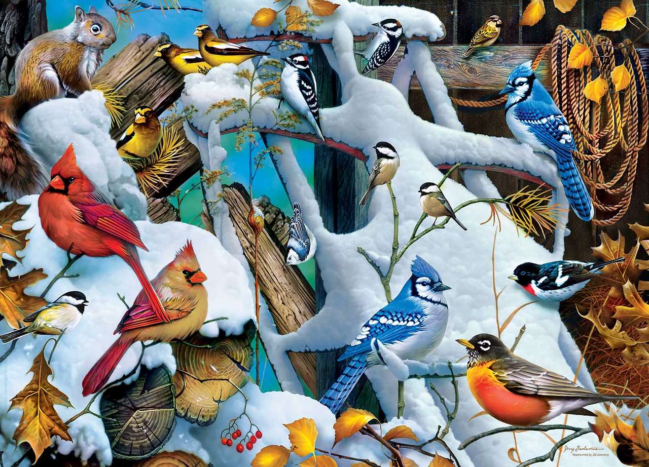 păsări mici în zăpadă jigsaw puzzle online