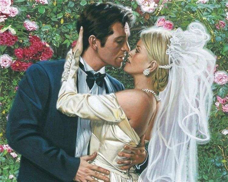 Влюбленная пара только что поженилась (5) #127 пазл онлайн