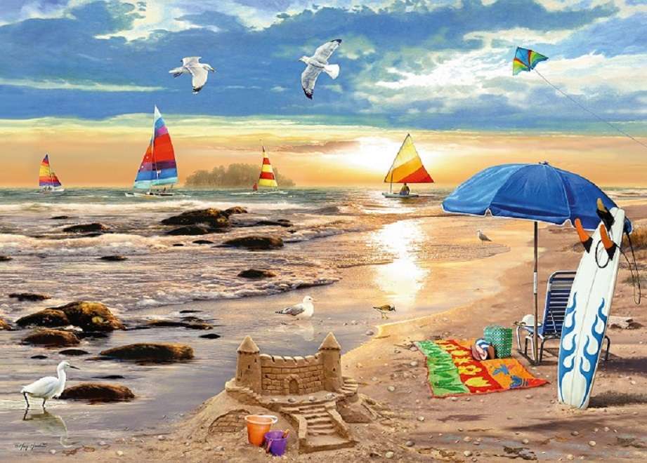 << Sur la plage >> puzzle en ligne