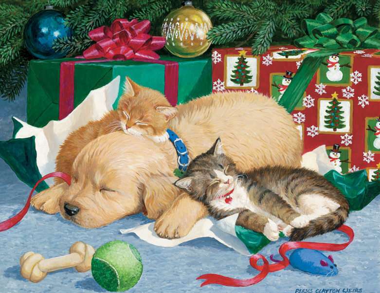 sleeping under the christmas tree jigsaw puzzle online