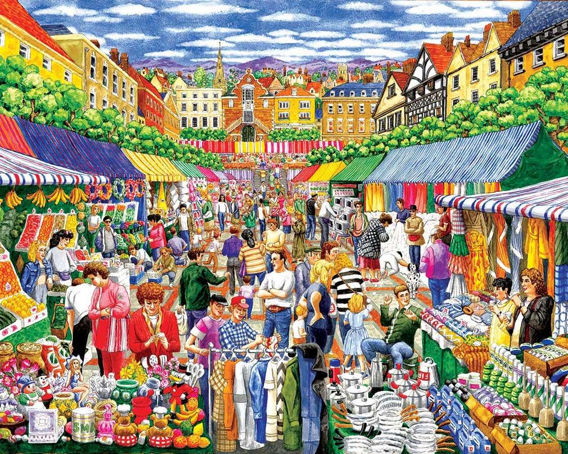 Marktkramen in de stad online puzzel