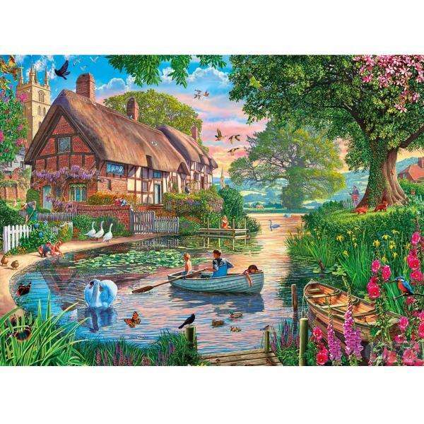 Belles maisons au bord de la rivière puzzle en ligne
