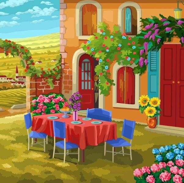 Salle à manger dans la cour arrière d'une maison #12 puzzle en ligne