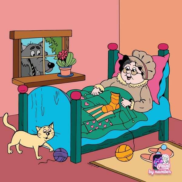 Oma strickt im Bett Puzzlespiel online