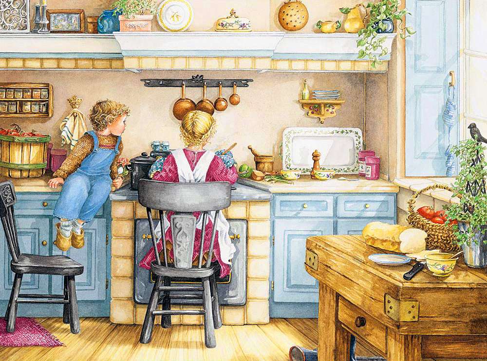 Děti v kuchyni online puzzle