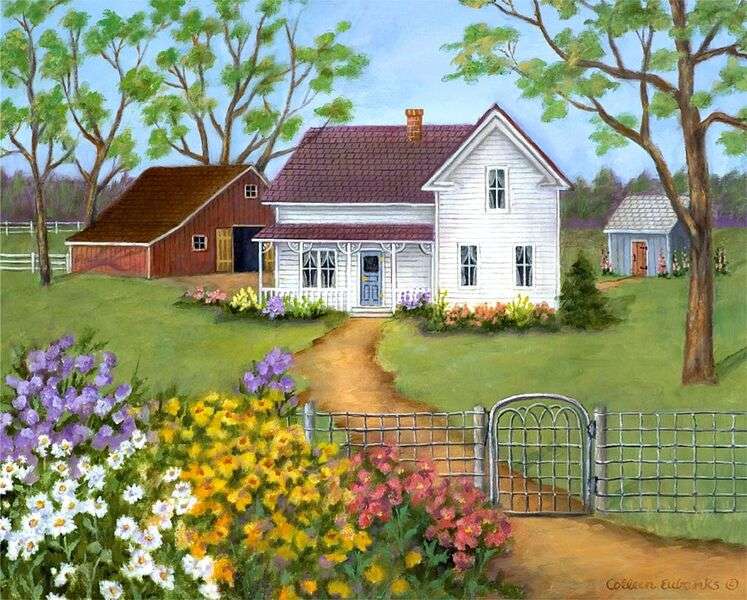 красивый дом в деревне пазл онлайн