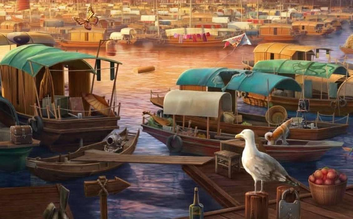 seagull in the harbor jigsaw puzzle online
