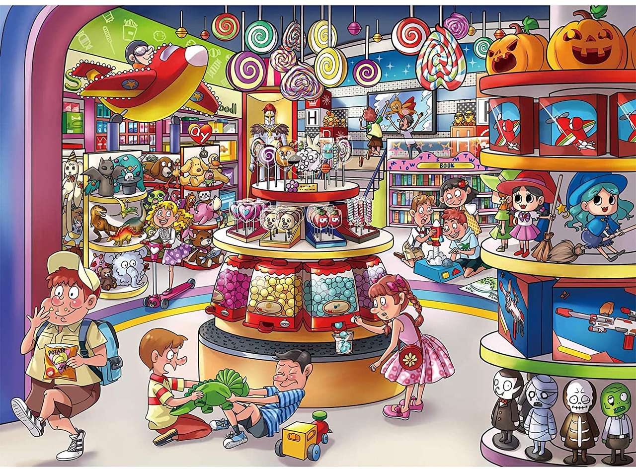 деца в магазин за играчки онлайн пъзел