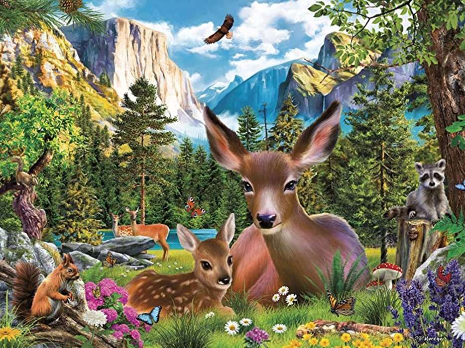 mother deer with her calf jigsaw puzzle online