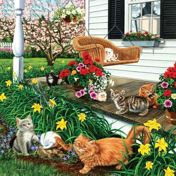 Kittens outside the house #84 online puzzle