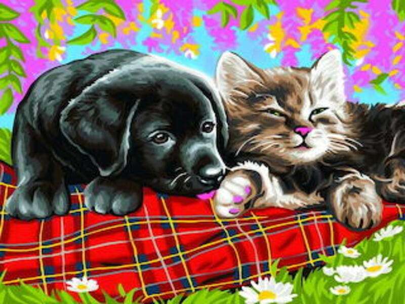 Il gattino condivide con il cucciolo #87 puzzle online