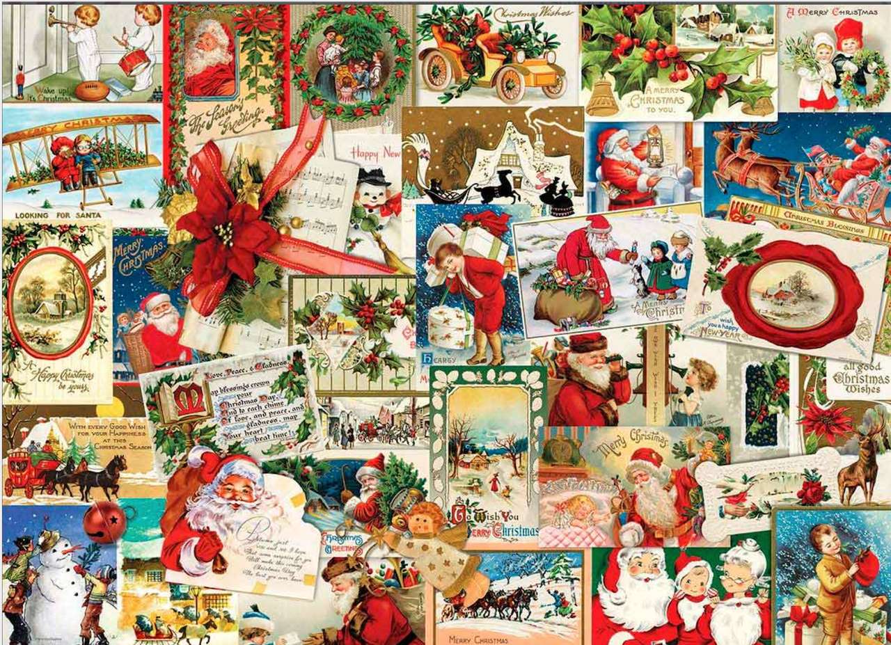 Vánoční motivy koláž online puzzle