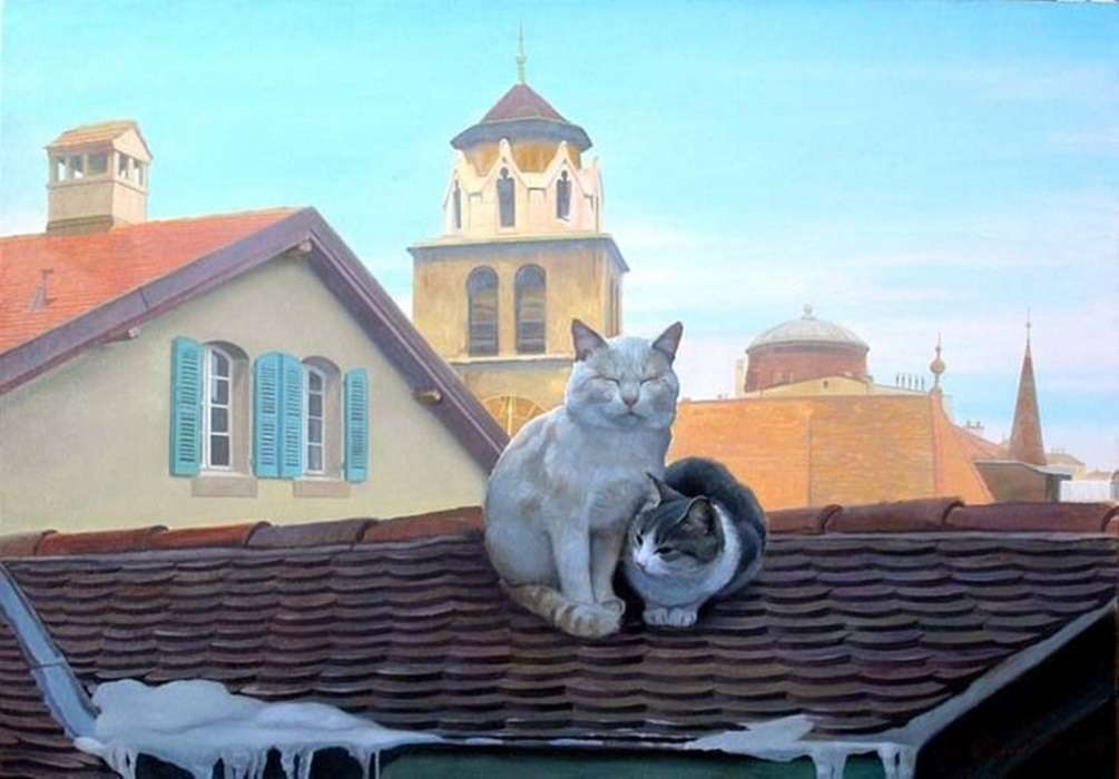chats sur le toit puzzle en ligne