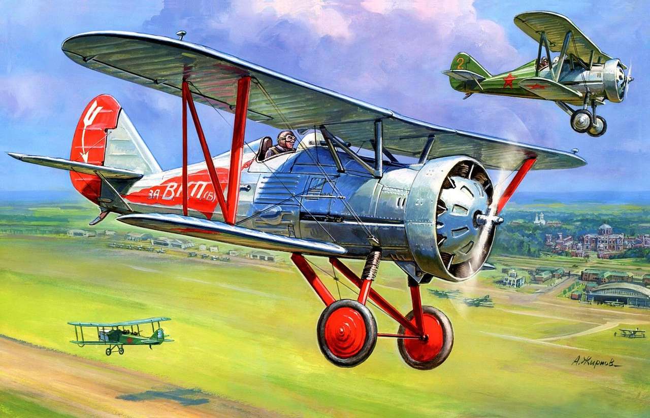 Avion de légende: chasseur biplan Polykarpov URSS puzzle en ligne