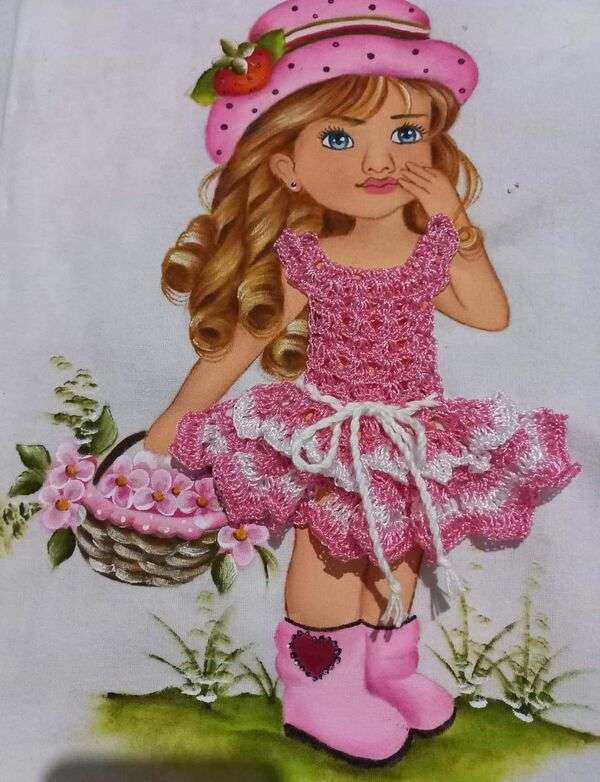 Девушка Дива в розовом платье онлайн-пазл