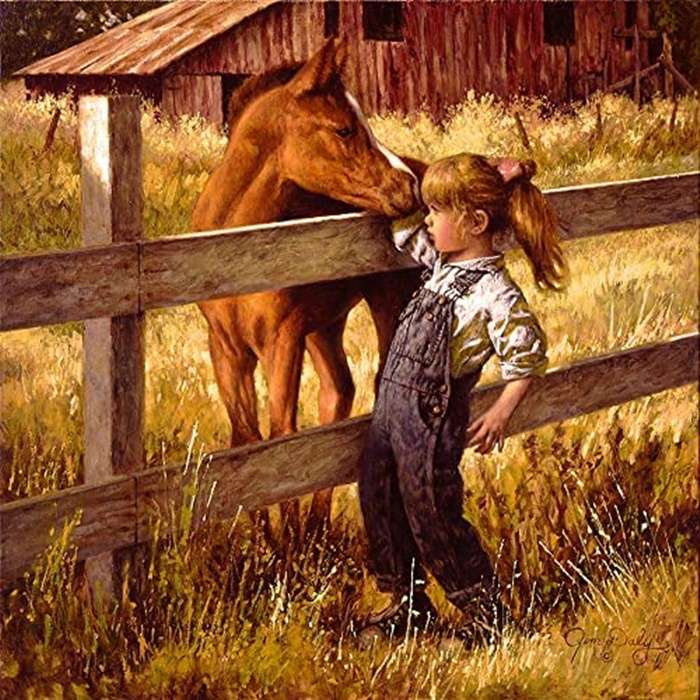 menina com cavalo puzzle online