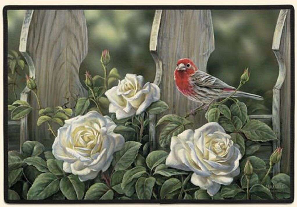 птици с бели рози онлайн пъзел