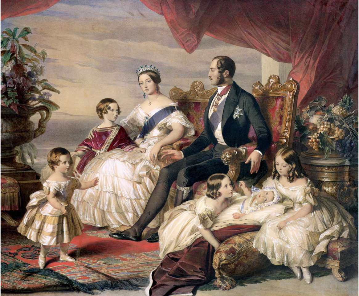 Viktória királynő Alberttel és gyermekeikkel online puzzle