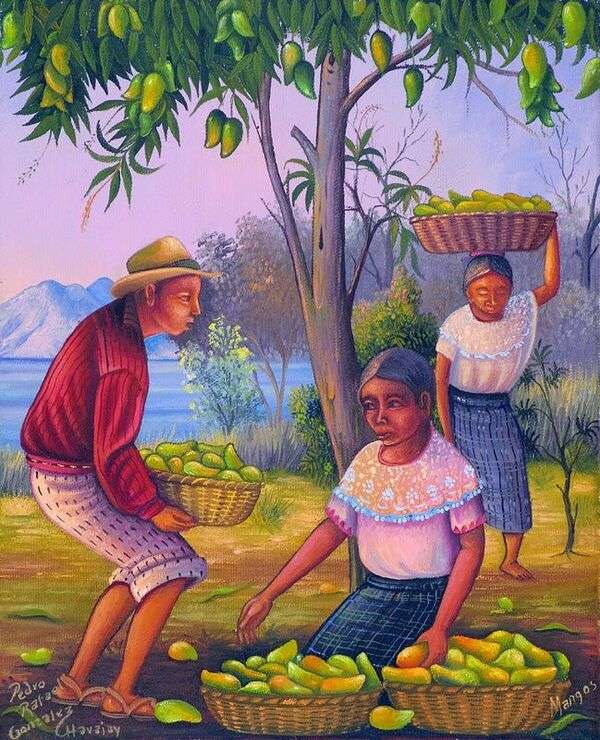Peons picking mangoes jigsaw puzzle online