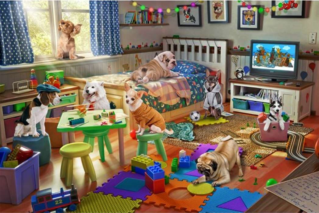 puppy's in de kinderkamer legpuzzel online