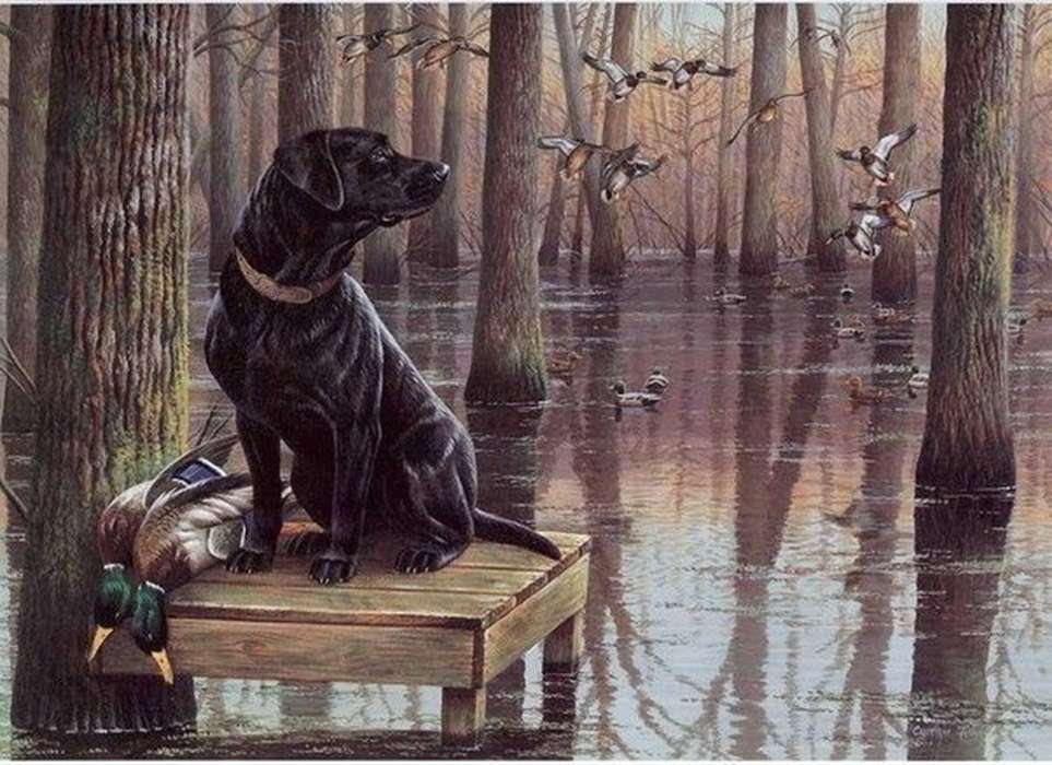 chien de chasse avec des canards puzzle en ligne