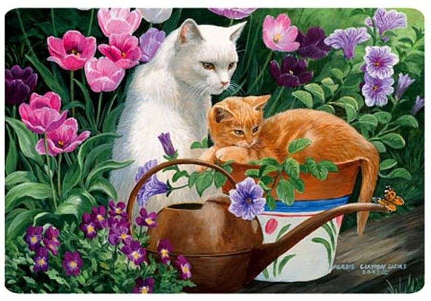 Kittens in de tuin #96 online puzzel