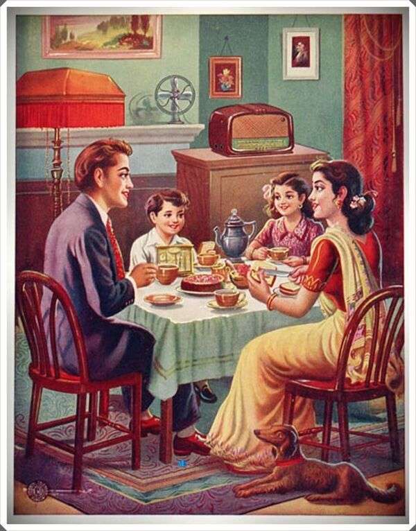 Familia de la India desayunando rompecabezas en línea