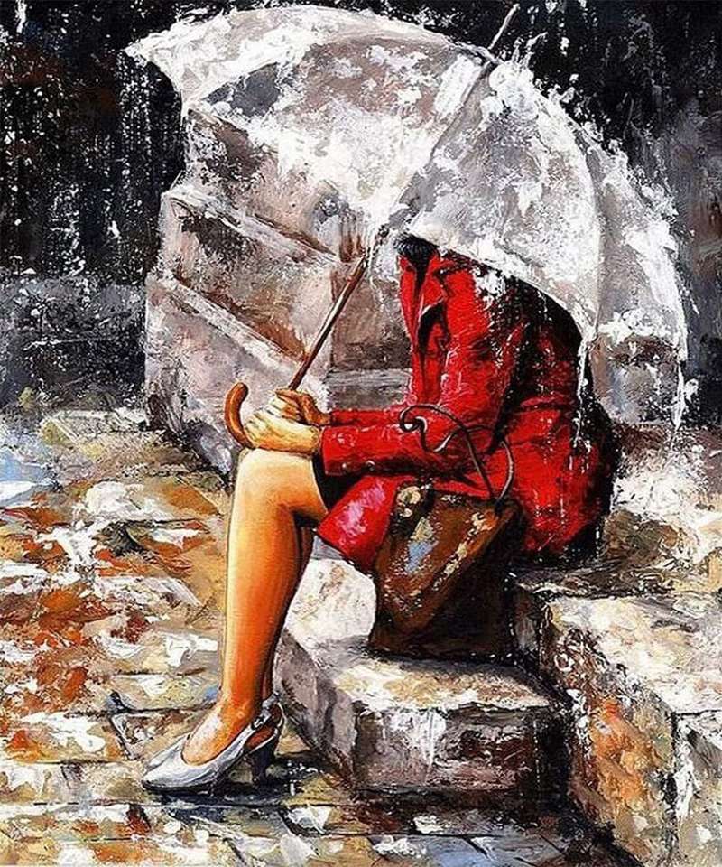 femme sous la pluie puzzle en ligne