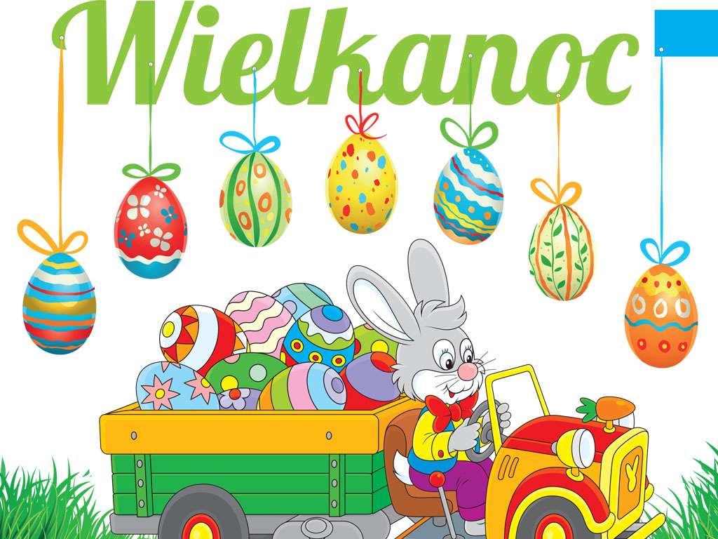 Velikonoce- obrázek-králík, velikonoční vajíčka skládačky online