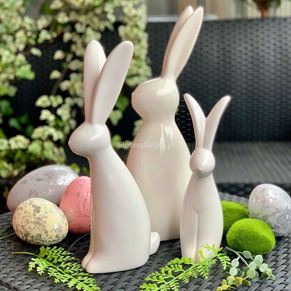 Coniglietti in ceramica, uova di Pasqua puzzle online