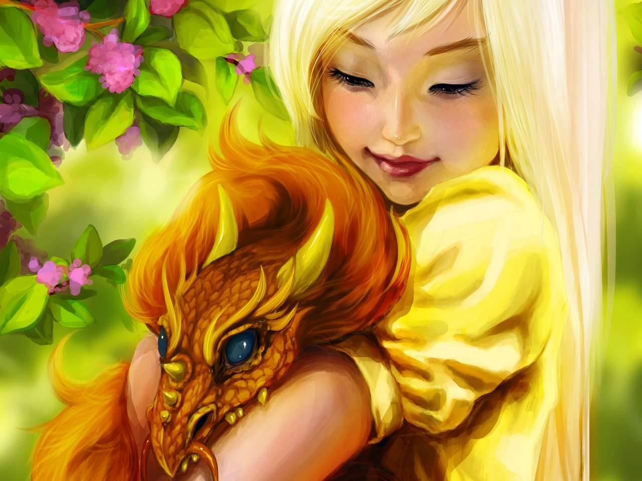 маленька дівчинка та її дракон онлайн пазл