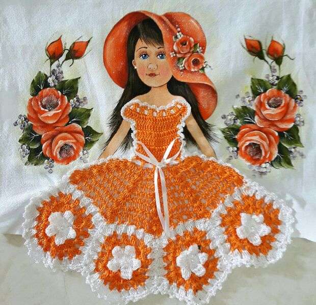 Diva girl orange dress jigsaw puzzle online