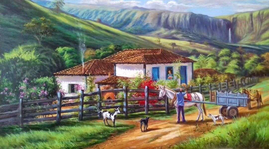 Bor i bergen mitt land Costa Rica pussel på nätet