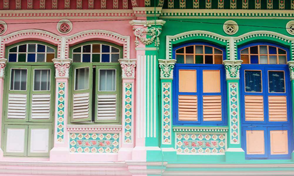 Edificios coloridos en Singapur rompecabezas en línea