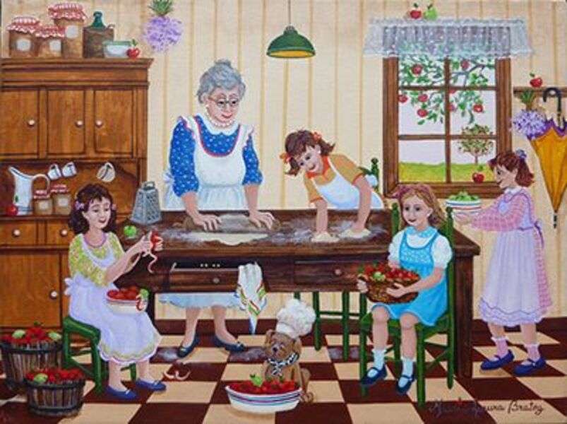 Бабушка готовит яблочный пирог онлайн-пазл