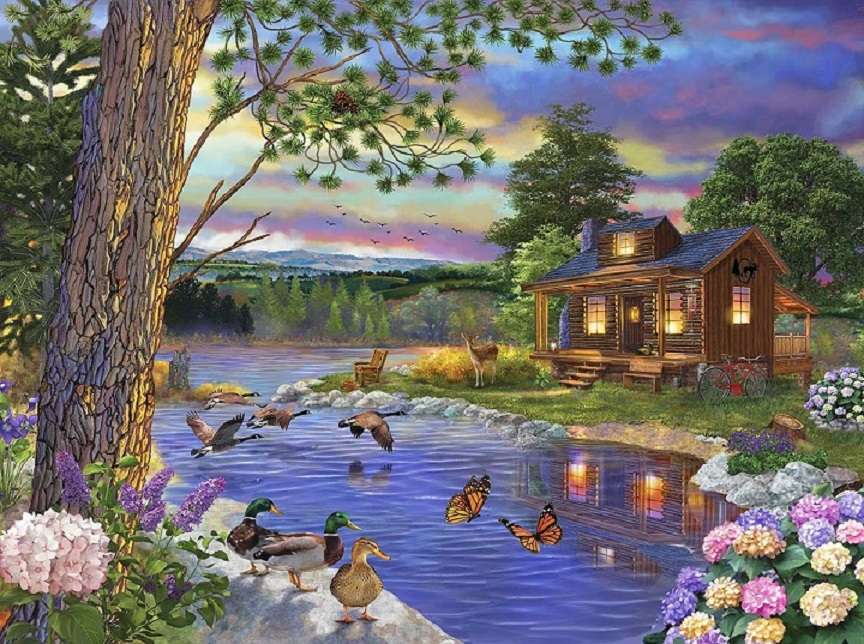 In the woods by the pond. jigsaw puzzle online