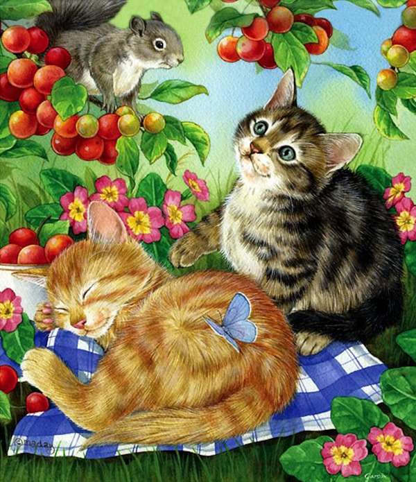 Gattini che guardano uno scoiattolo #112 puzzle online