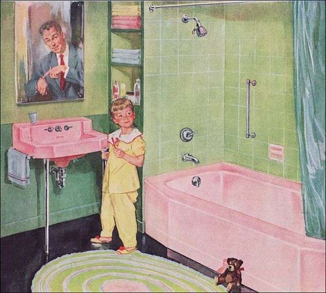 Badezimmer eines Hauses Jahr 1952 #14 Online-Puzzle