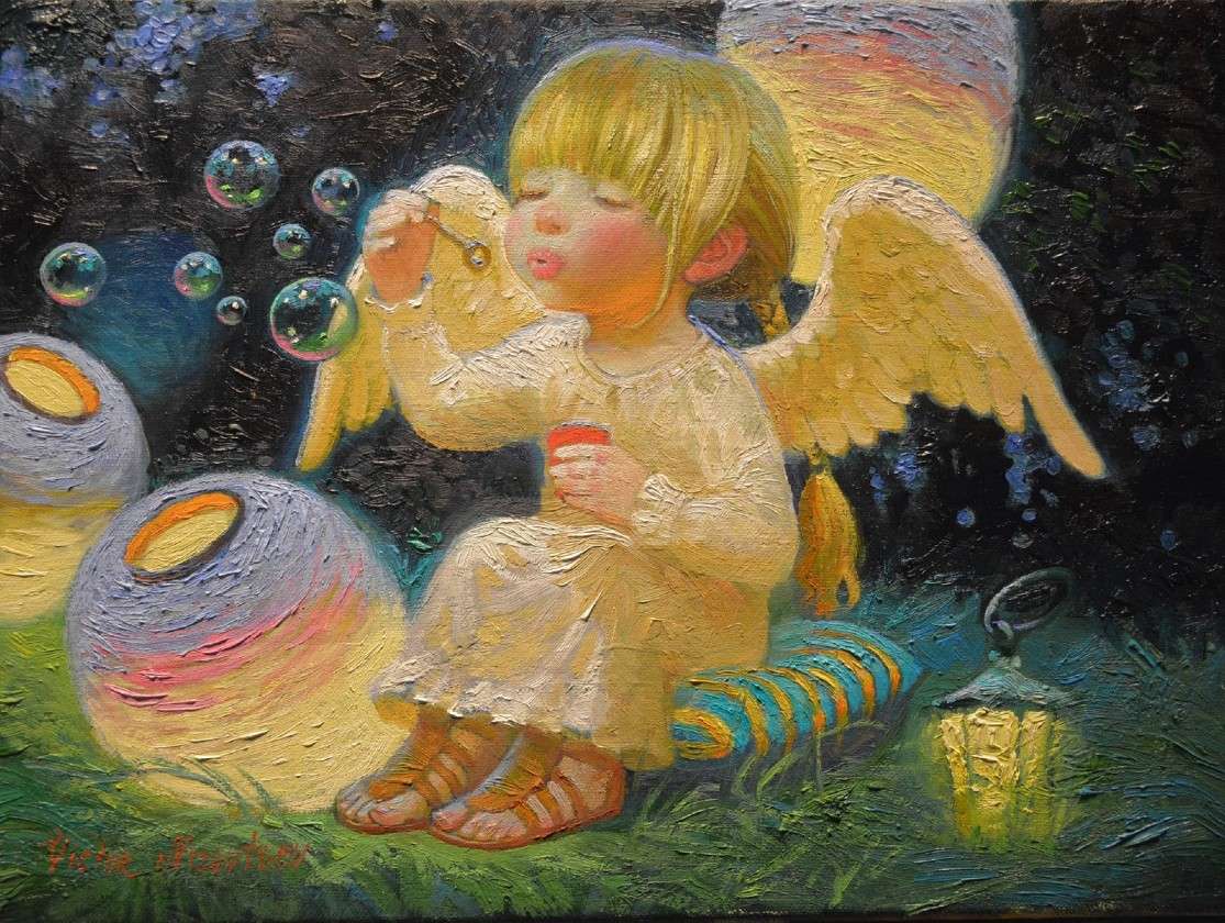 petit ange soufflant des bulles puzzle en ligne