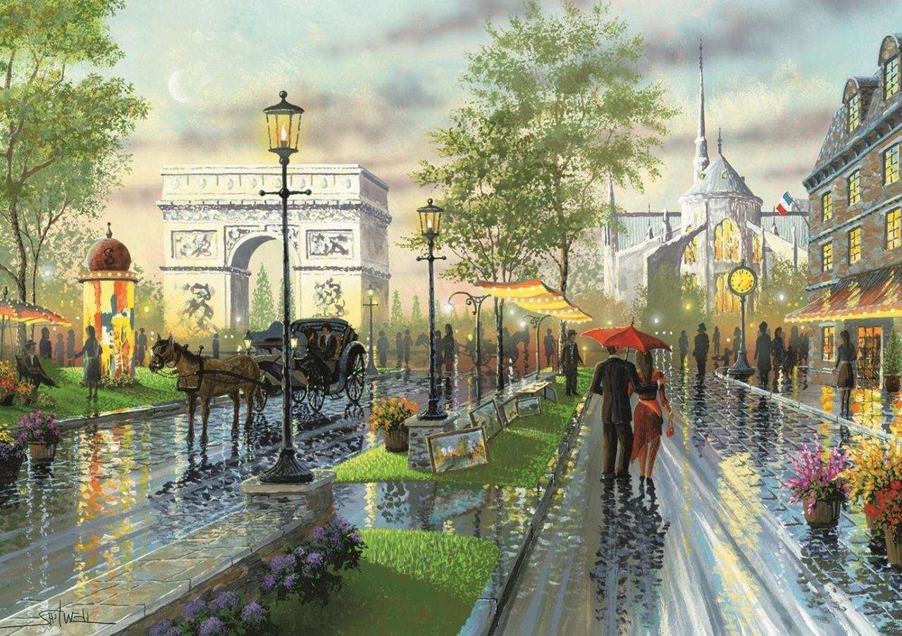 procházky po městě za deštivého dne online puzzle