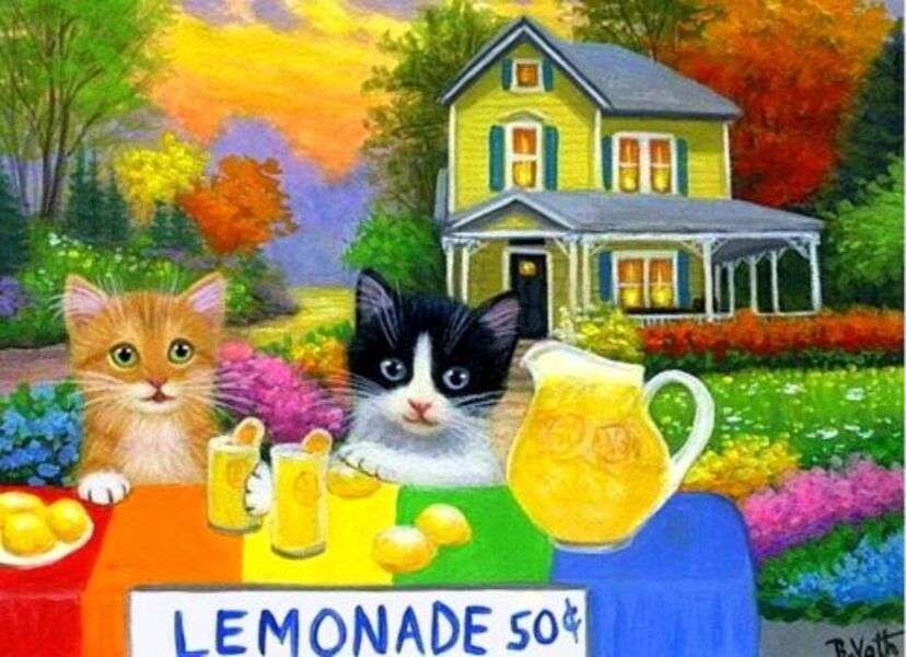 Kattungar som säljer lemonader #115 pussel på nätet