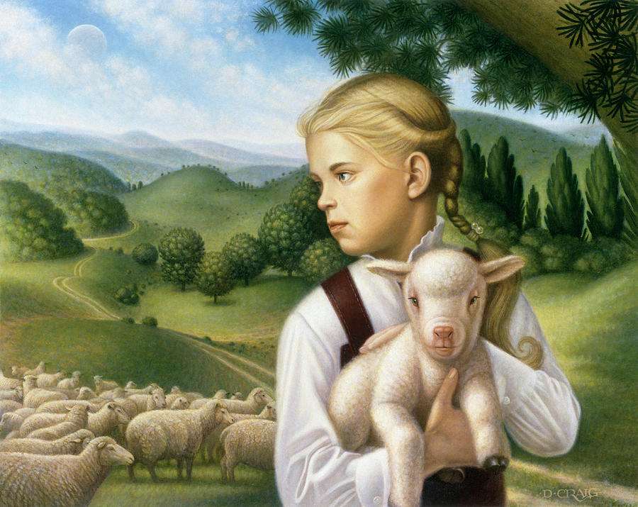 fille portant un agneau puzzle en ligne