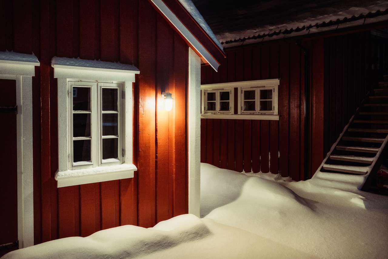 Slovaer i Lofoten en vinterkväll pussel på nätet