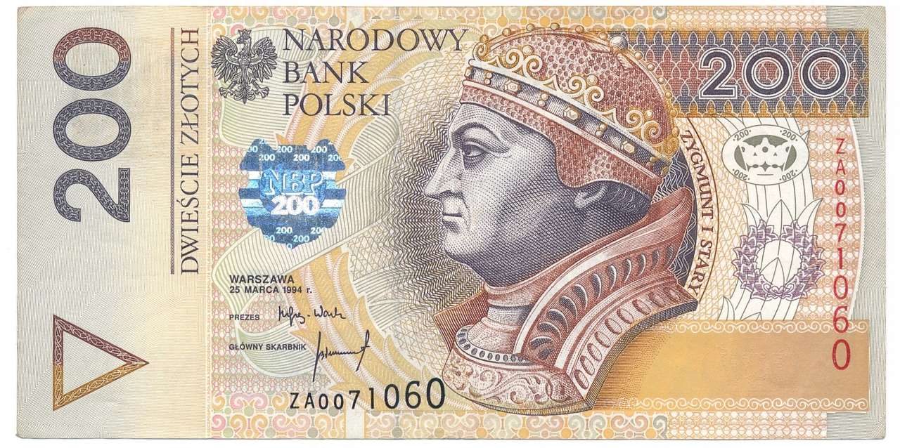 банкнота от 200 PLN онлайн пъзел