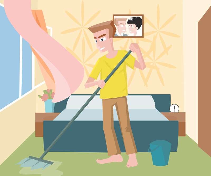 Ілюстрація прибирання спальні на вихідних пазл онлайн