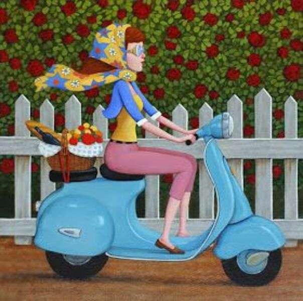 Girl on a scooter jigsaw puzzle online