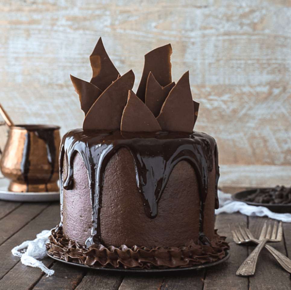 Pastel de chocolate con chocolate rompecabezas en línea